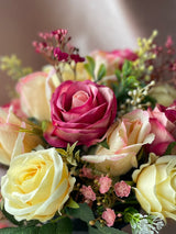 Pink and lemon luxury artificial memorial grave pot