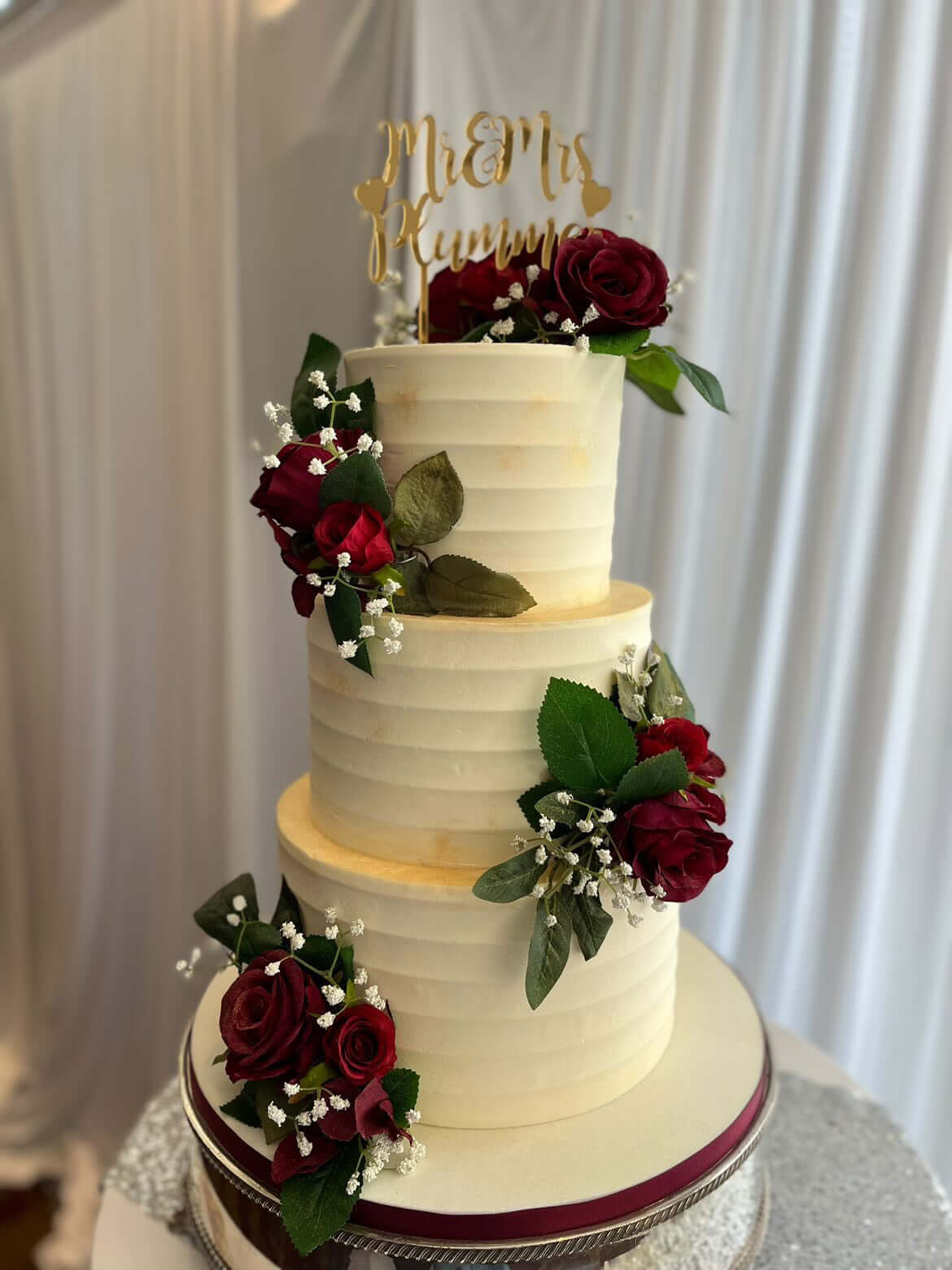 Red Rose Wedding cake artificial flowers customisable