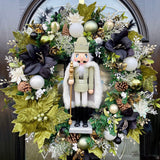 Extra large Luxury artificial green velvet nutcracker Christmas wreath