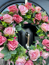 Pink rose and berry luxury Year round front door wreath