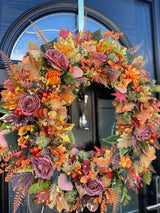 Extra Large Luxury artificial burnt orange autumn wreath