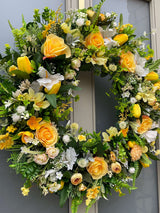 Extra large luxury yellow and white Spring wreath year round