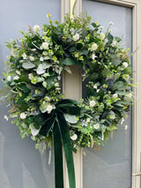 Luxury artificial natural look eucalyptus greenery year round wreath