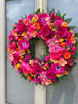 Extra large bright pink summer wreath