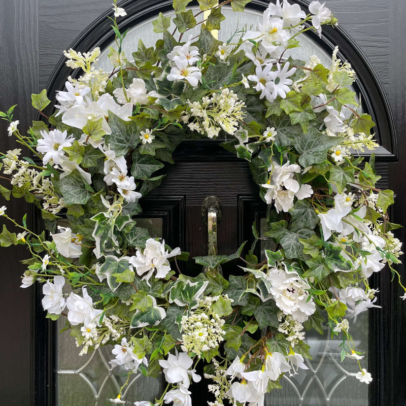 Luxury artificial ivy and blossom year round wreath