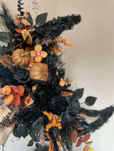 Luxury Halloween autumn black and orange moon wreath