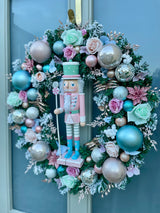 Extra large luxury pastel Christmas nutcracker wreath