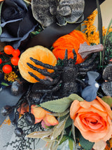 Witches hat luxury Halloween wreath blue and orange