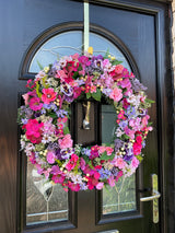 Large luxury pink and purple year round summer wreath