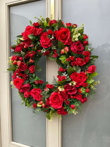 Extra large luxury red rose and strawberry wreath year round
