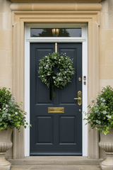 Full door wreath of luxury artificial greenery wreath with velvet bow