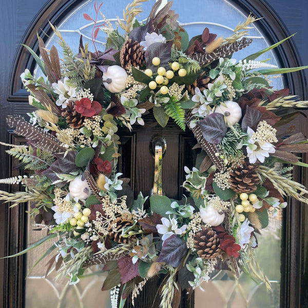 Luxury brown autumn wreath with Halloween twist