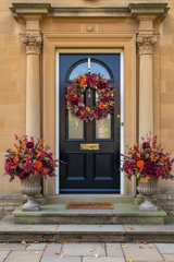 Luxury artificial burgundy velvet pumpkin autumn wreath