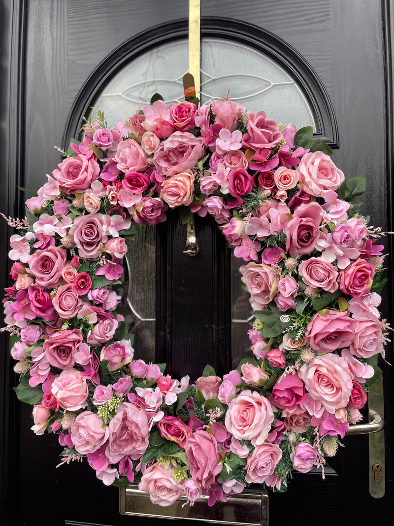 Extra large luxury Pink rose year round wreath