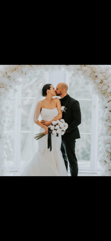 Long stem staggered velvet rose bridal wedding bouquet collection