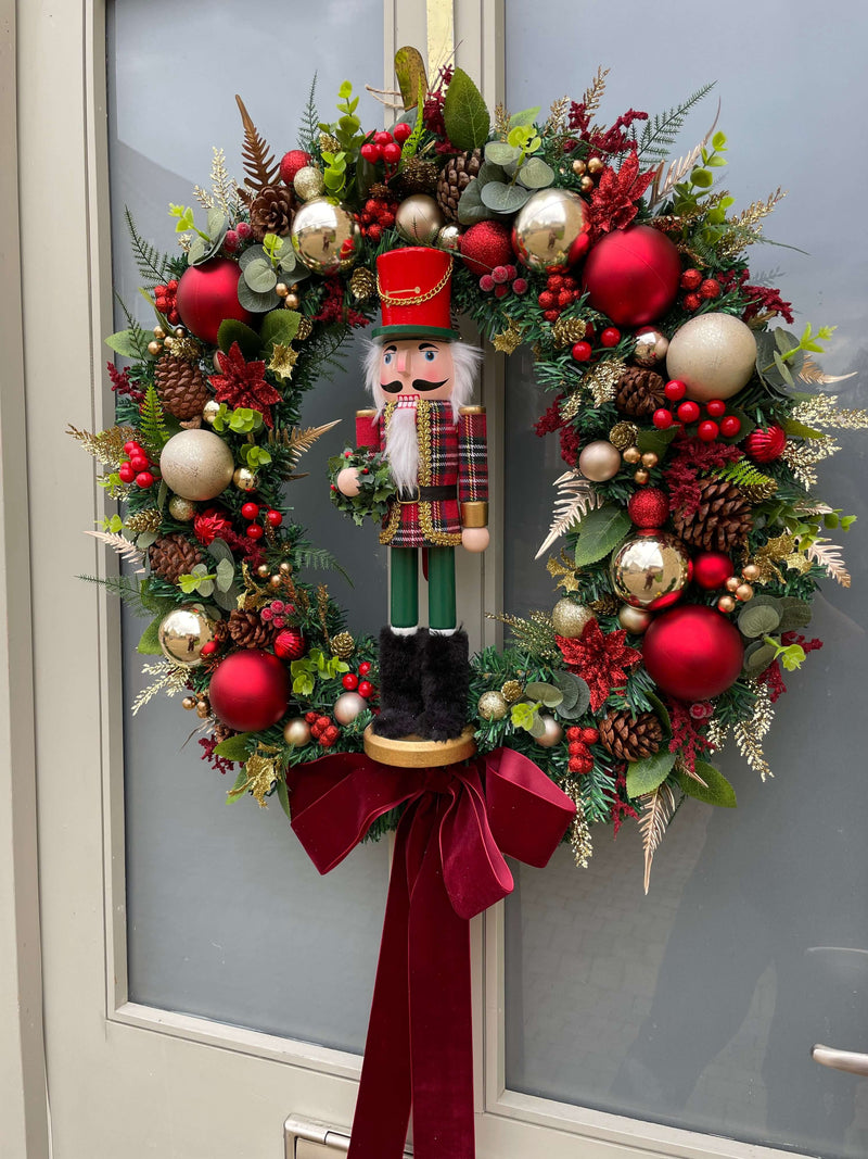 Large luxury traditional nutcracker christmas wreath