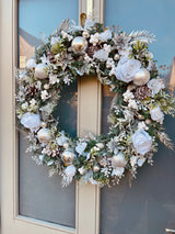 Large Luxury Winter White Snowy Christmas Wreath