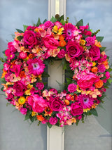 Extra large bright pink summer wreath