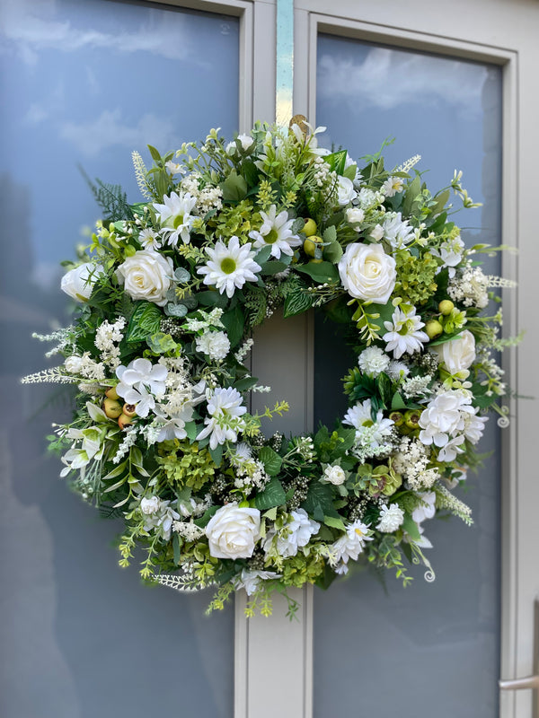 Luxury extra large neutral white and green Summer Year Round wreath