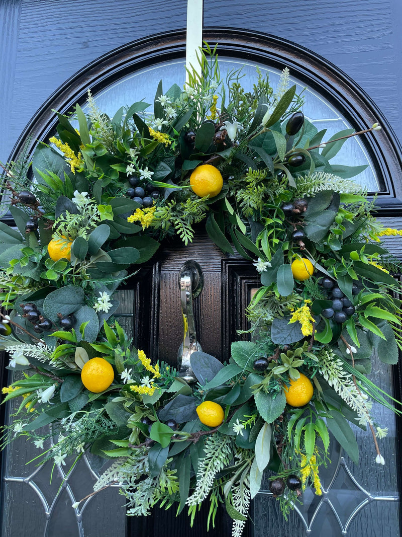 Luxury lemon and olive artificial year round wreath