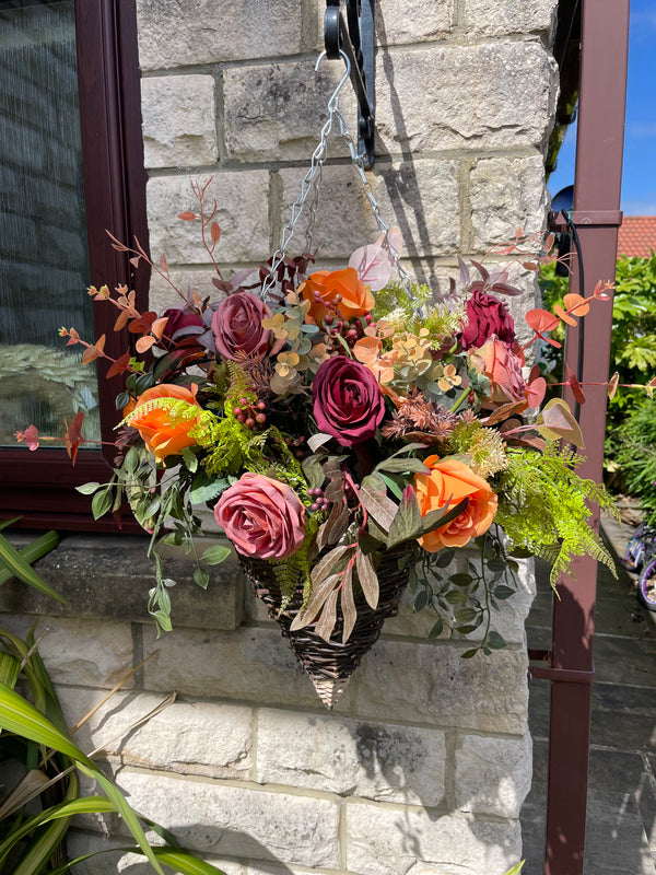 Luxury artificial autumn hanging basket