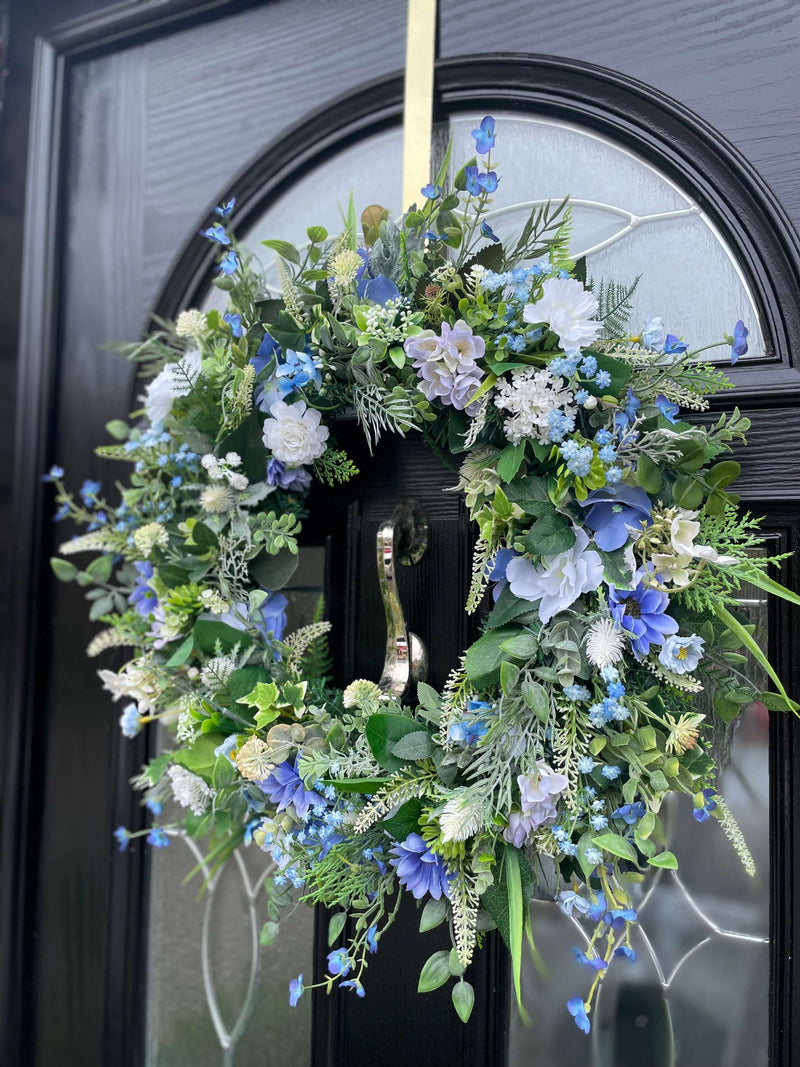 Luxury artificial blue summer year round wreath
