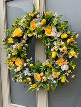 Extra large luxury yellow and white Spring wreath year round