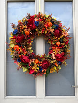 Extra large luxury bold autumn berry and pumpkin wreath