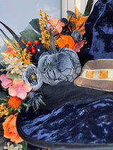 Witches hat luxury Halloween wreath blue and orange
