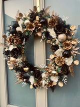 Extra large luxury black and gold Christmas wreath (ready to ship)