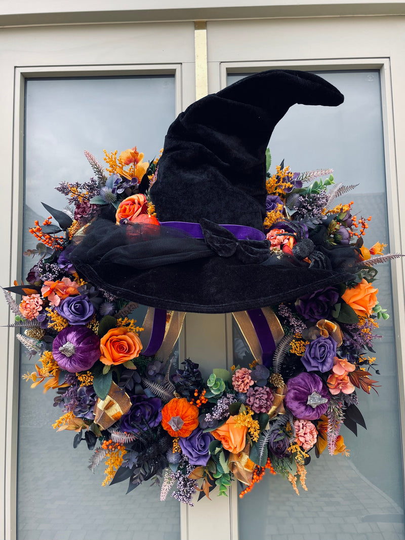 Extra large Halloween witch hat wreath