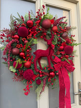 Ultra luxury collection burgundy and red deer Christmas wreath