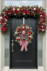 Large luxury candy cane nutcracker Christmas wreath