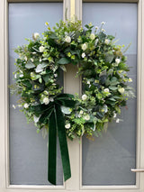 Luxury artificial natural look eucalyptus greenery year round wreath