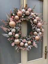 Extra large luxury rose gold and silver Christmas wreath