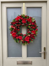 Extra large luxury red rose and strawberry wreath year round
