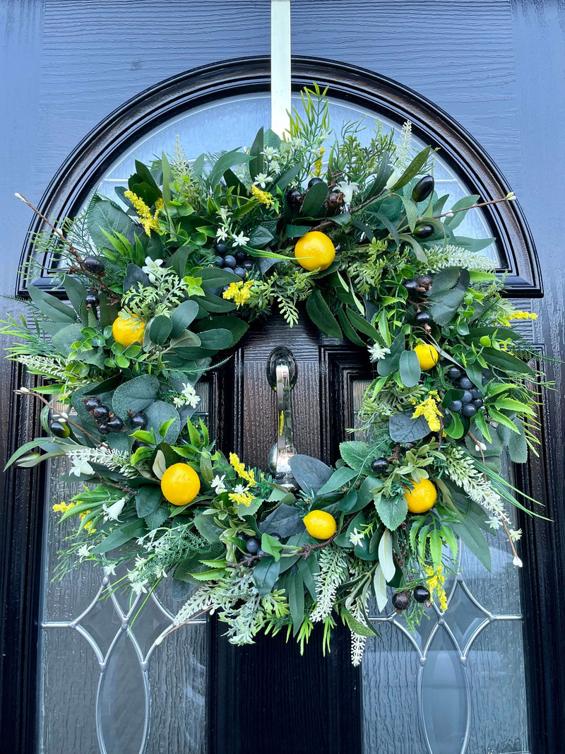 Luxury lemon and olive artificial year round wreath