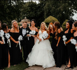 Long stem staggered velvet rose bridal wedding bouquet collection