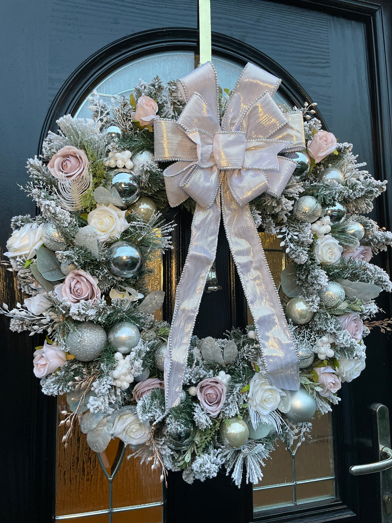 Extra large luxury champagne artificial christmas wreath