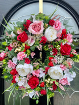 Luxury artificial strawberries and cream summer wreath