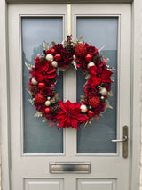 Extra large luxury red poinsettia Christmas wreath