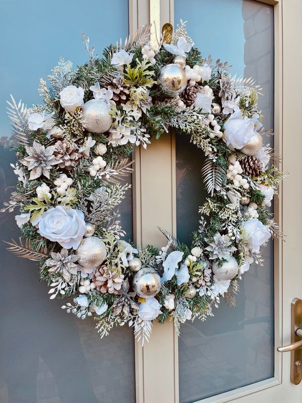 Large Luxury Winter White Snowy Christmas Wreath