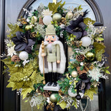 Extra large Luxury artificial green velvet nutcracker Christmas wreath