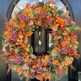 Extra Large Luxury artificial burnt orange autumn wreath