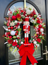 Large luxury candy cane nutcracker Christmas wreath