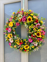 Extra large sunflower summer wreath handmade