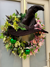 Large luxury Wicked theme Christmas wreath pink and green