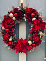 Extra large luxury red poinsettia Christmas wreath