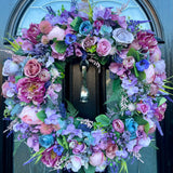 Large luxury pink and teal year round artificial wreath