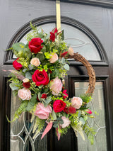 Luxury artificial pink and red wreath valentines collection